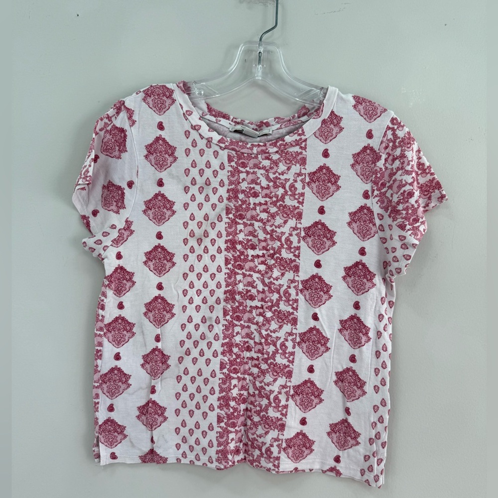 Adam Levine Collection Women’s Boxy Cropped Top- Maroon and White- Size M